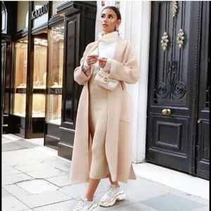 Zara Camel Beige Cream Patch Pocket Belted Duster Long Coat XS/Small